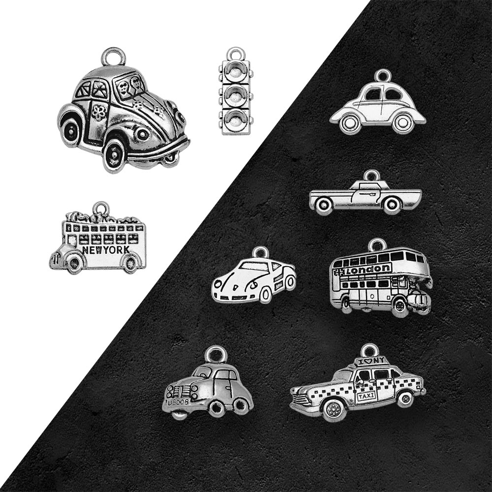 Jewelry Making New York - Silver Plated Taxi Bus Car Travel