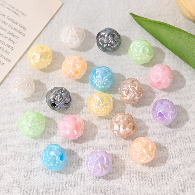 Jewelry Making Yarn - 10Pcs Acrylic Yarn Ball Beads, Through