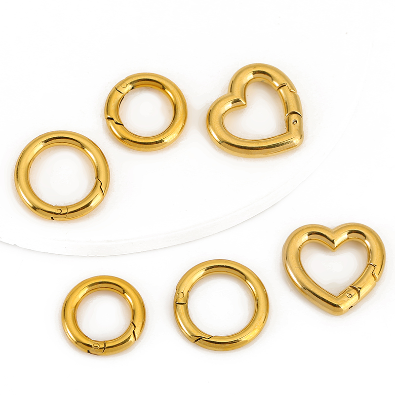 Jewelry Making Articles - 2pcs Stainless Steel Clasps Heart Round