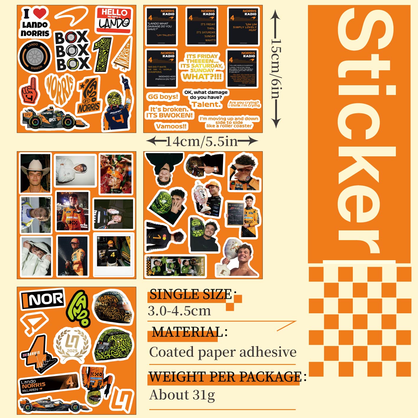 5-6 Sheets F1 Stickers, Norris - Jewelry Making Party recension och pris