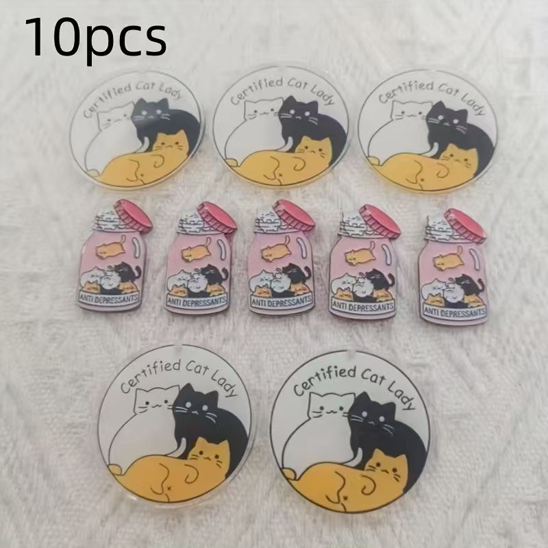 10pcs acrylic cute cat pendant - Jewelry Making Party recension och pris