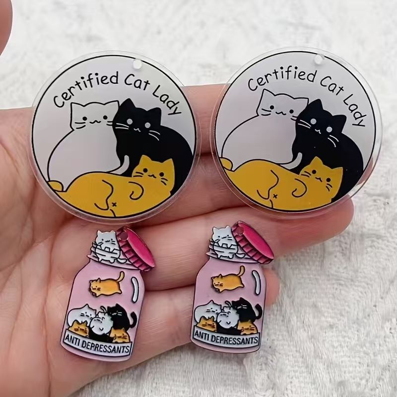 10pcs acrylic cute cat pendant - Jewelry Making Party recension och pris
