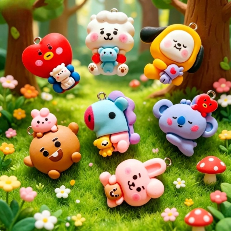 7pcs BT21 Resin Cartoon Charm  - Jewelry Making Ideas recension och pris
