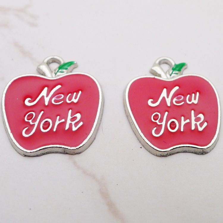 10Pcs Enamel Apple New York Ch - Jewelry Making New York recension och pris