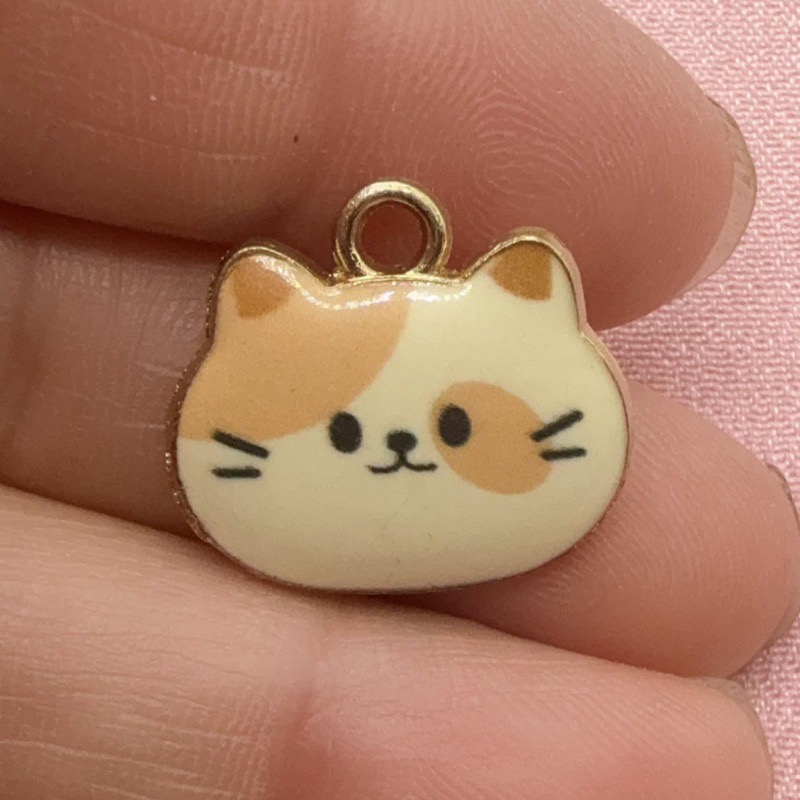 12pcs Printed Cat Head Alloy D - Jewelry Making Party recension och pris
