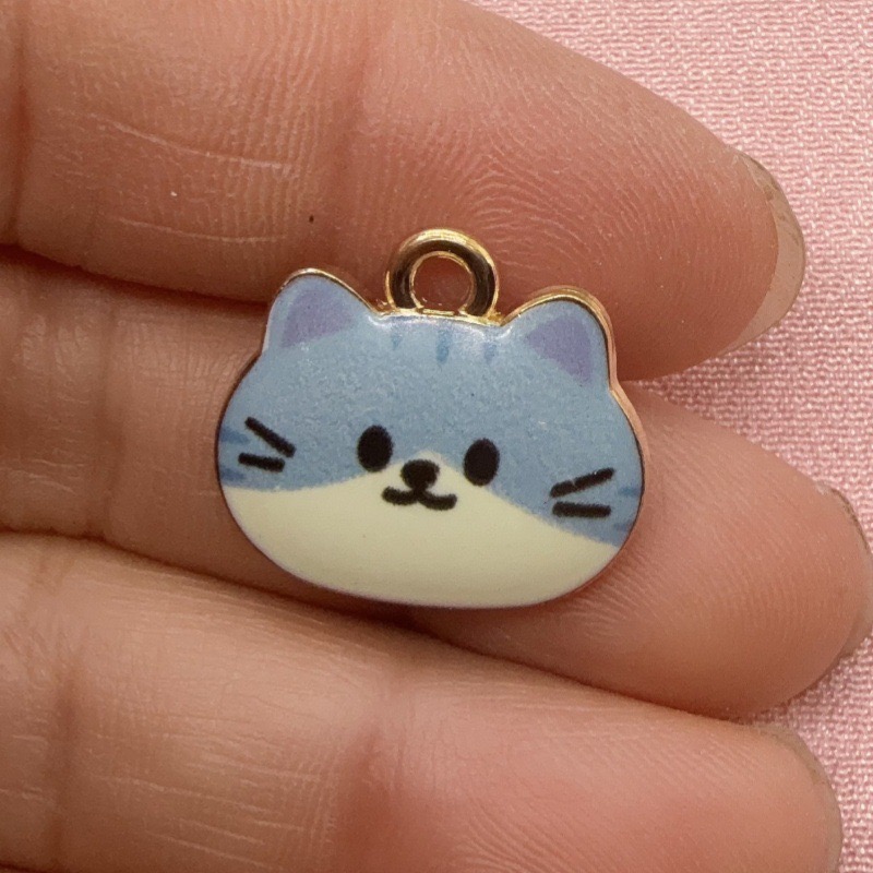 12pcs Printed Cat Head Alloy D - Jewelry Making Party recension och pris
