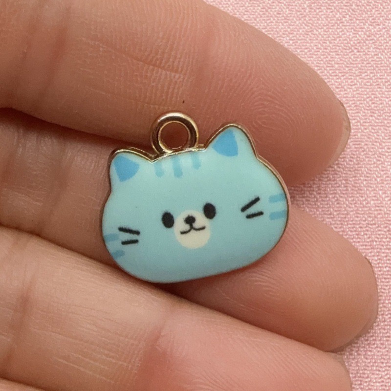 12pcs Printed Cat Head Alloy D - Jewelry Making Party recension och pris